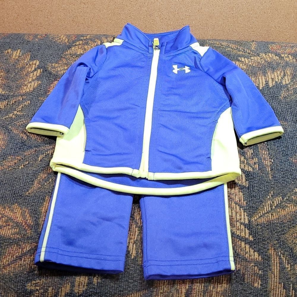 UNDER ARMOUR Girl's 2 pc. Track Suit- Purple & Neon Green Size 0-3 months- NWOT